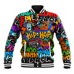 Hip Hop Graffiti African Baseball Jacket Black Melanin Text and Urban Street Art - African Pride