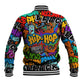 Hip Hop Graffiti African Baseball Jacket Black Melanin Text and Urban Street Art - African Pride