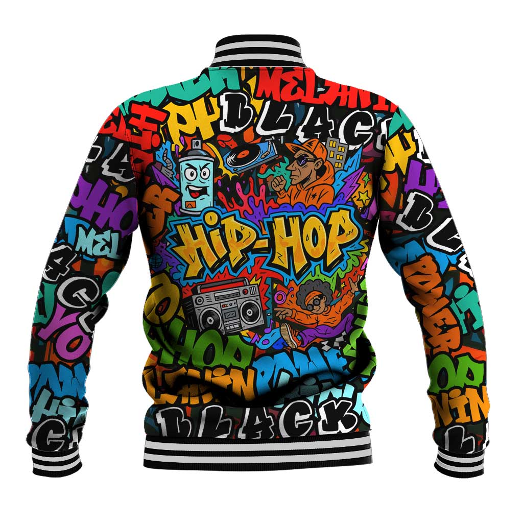 Hip Hop Graffiti African Baseball Jacket Black Melanin Text and Urban Street Art - African Pride