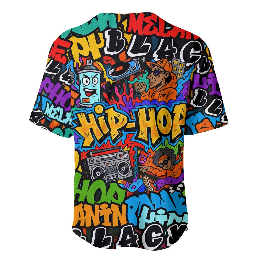 Hip Hop Graffiti African Baseball Jersey Black Melanin Text and Urban Street Art - African Pride