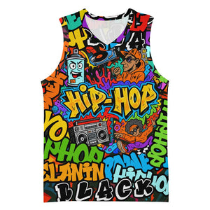 Hip Hop Graffiti African Basketball Jersey Black Melanin Text and Urban Street Art - African Pride