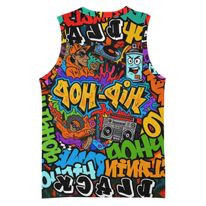 Hip Hop Graffiti African Basketball Jersey Black Melanin Text and Urban Street Art - African Pride
