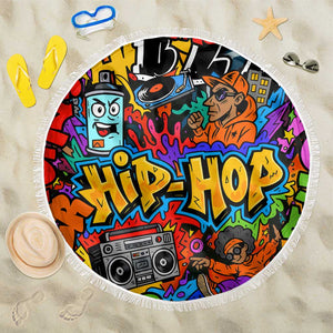 Hip Hop Graffiti African Beach Blanket Black Melanin Text and Urban Street Art - African Pride