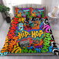 Hip Hop Graffiti African Bedding Set Black Melanin Text and Urban Street Art - African Pride