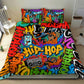 Hip Hop Graffiti African Bedding Set Black Melanin Text and Urban Street Art - African Pride