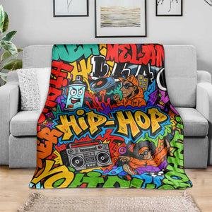 Hip Hop Graffiti African Blanket Black Melanin Text and Urban Street Art - African Pride