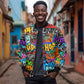 Hip Hop Graffiti African Bomber Jacket Black Melanin Text and Urban Street Art - African Pride