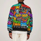 Hip Hop Graffiti African Bomber Jacket Black Melanin Text and Urban Street Art - African Pride