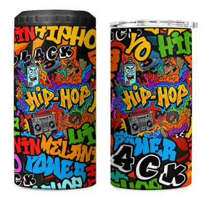 Hip Hop Graffiti African 4 in 1 Can Cooler Tumbler Black Melanin Text and Urban Street Art - African Pride