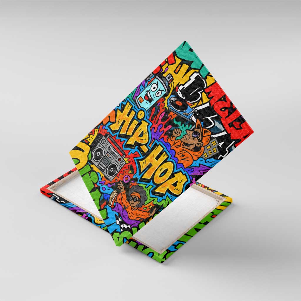 Hip Hop Graffiti African Canvas Wall Art Black Melanin Text and Urban Street Art - African Pride
