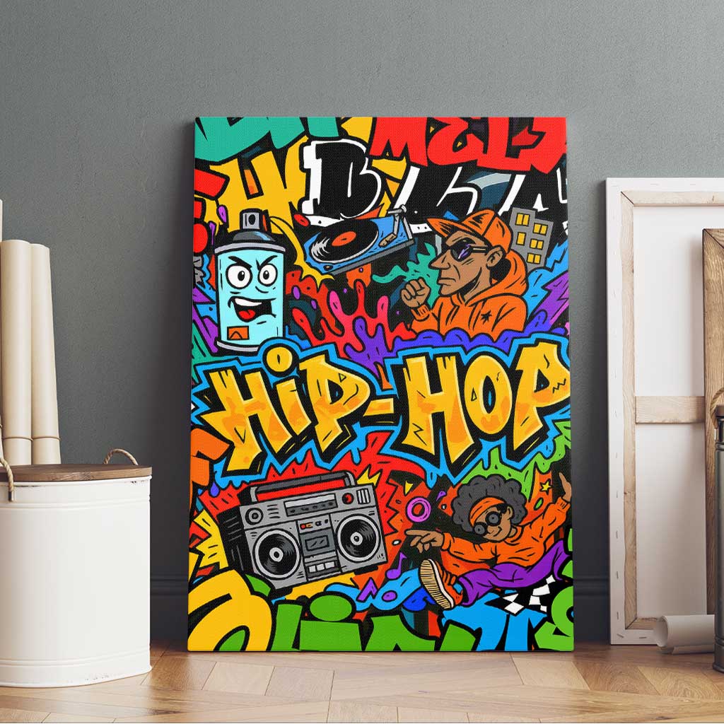 Hip Hop Graffiti African Canvas Wall Art Black Melanin Text and Urban Street Art - African Pride
