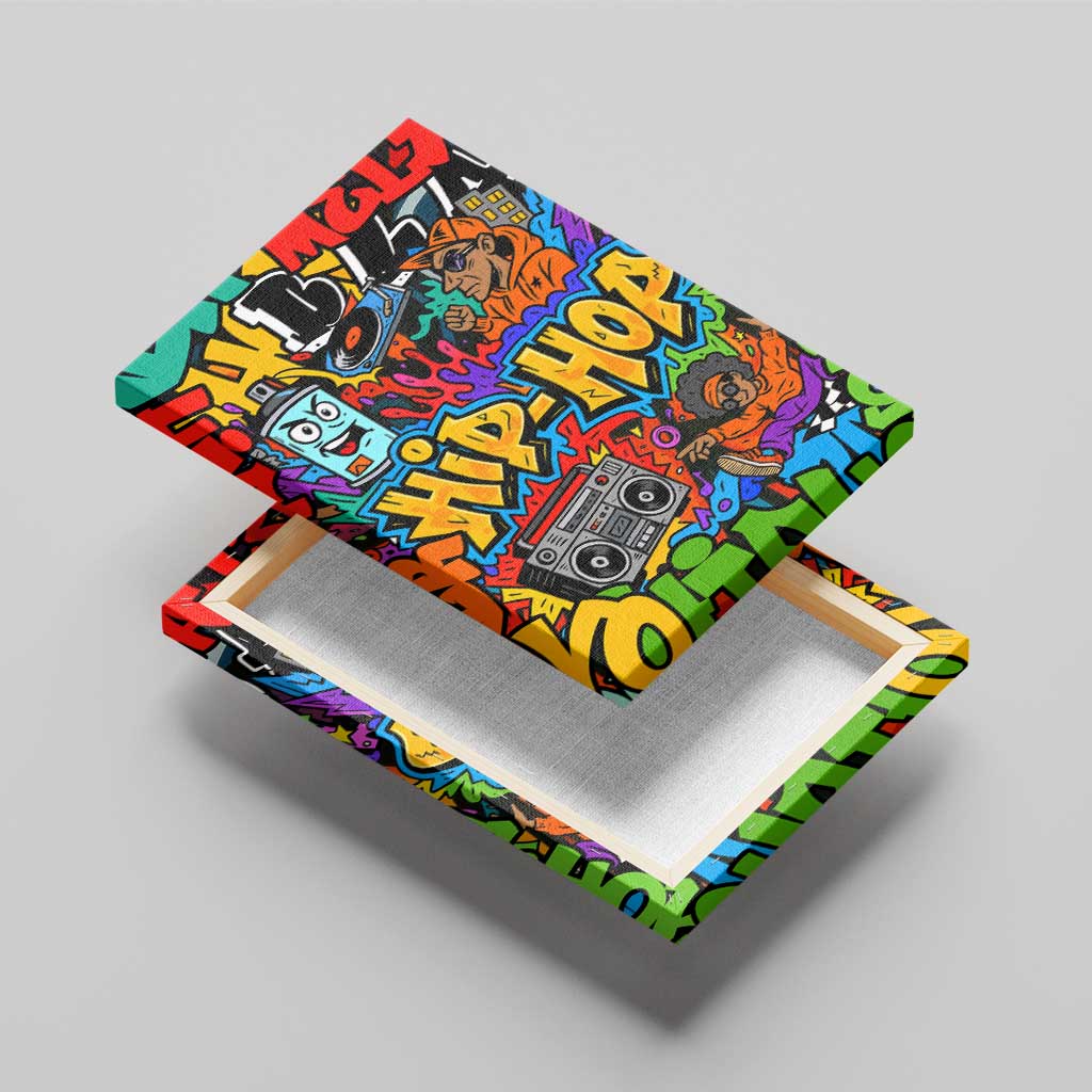 Hip Hop Graffiti African Canvas Wall Art Black Melanin Text and Urban Street Art - African Pride