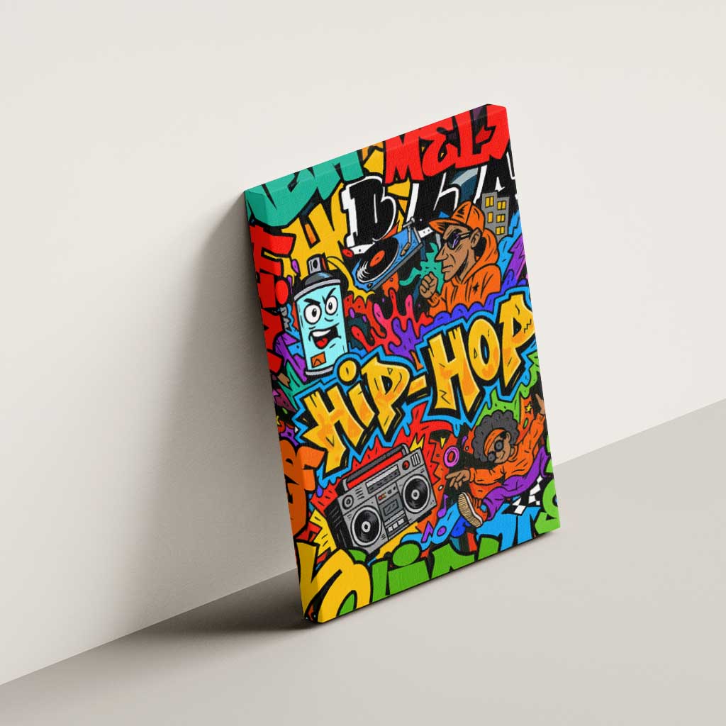 Hip Hop Graffiti African Canvas Wall Art Black Melanin Text and Urban Street Art - African Pride
