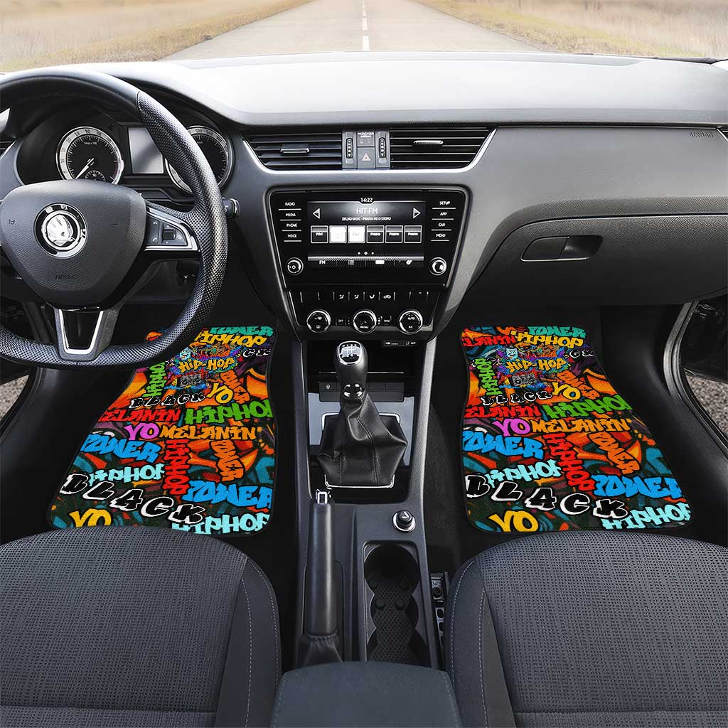 Hip Hop Graffiti African Car Mats Black Melanin Text and Urban Street Art - African Pride