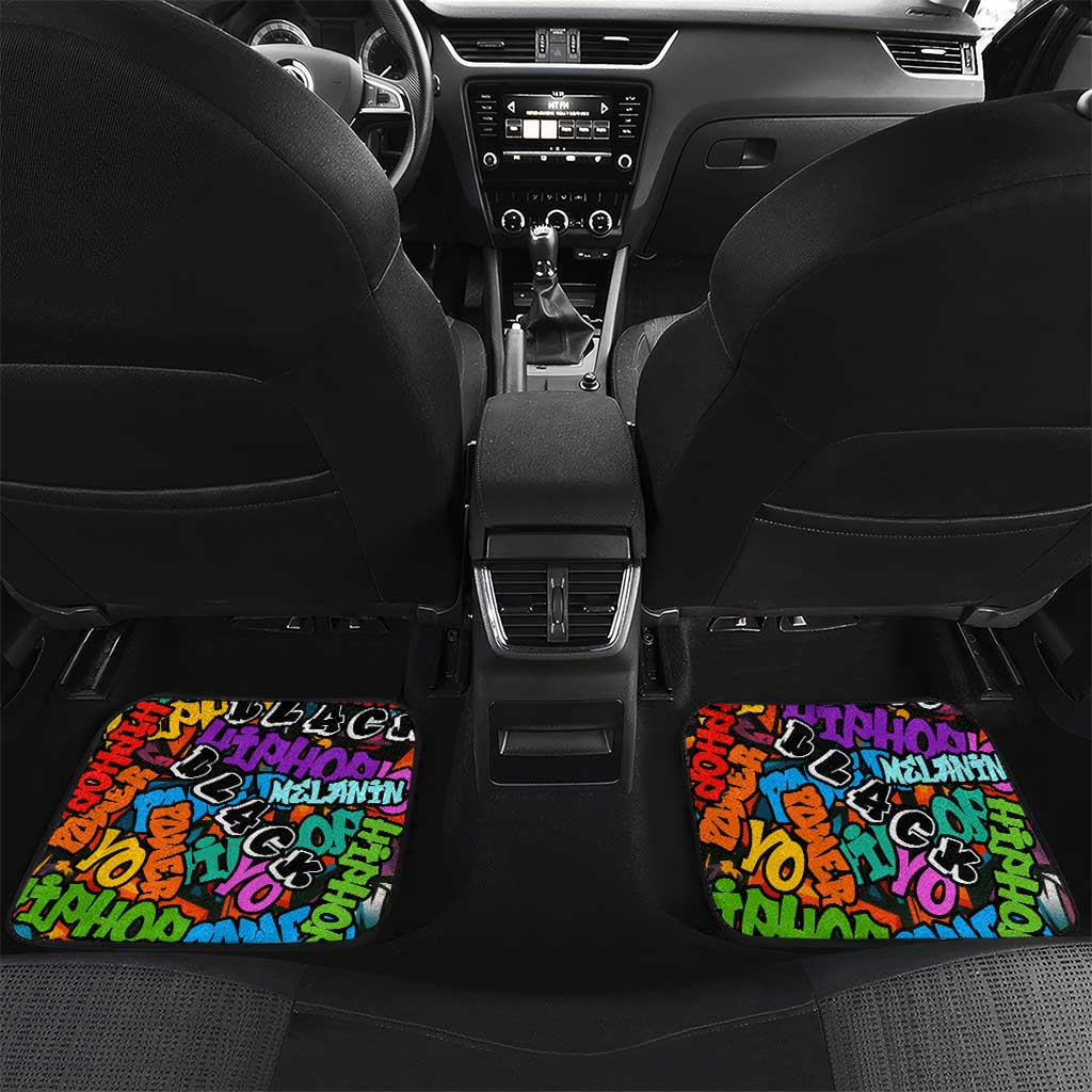 Hip Hop Graffiti African Car Mats Black Melanin Text and Urban Street Art - African Pride