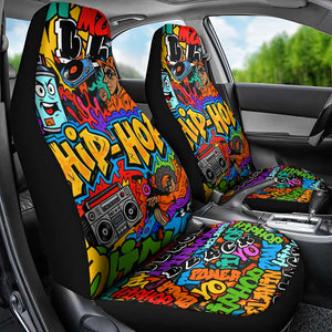 Hip Hop Graffiti African Car Seat Cover Black Melanin Text and Urban Street Art - African Pride