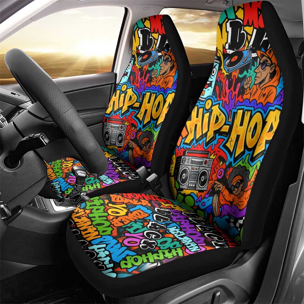 Hip Hop Graffiti African Car Seat Cover Black Melanin Text and Urban Street Art - African Pride