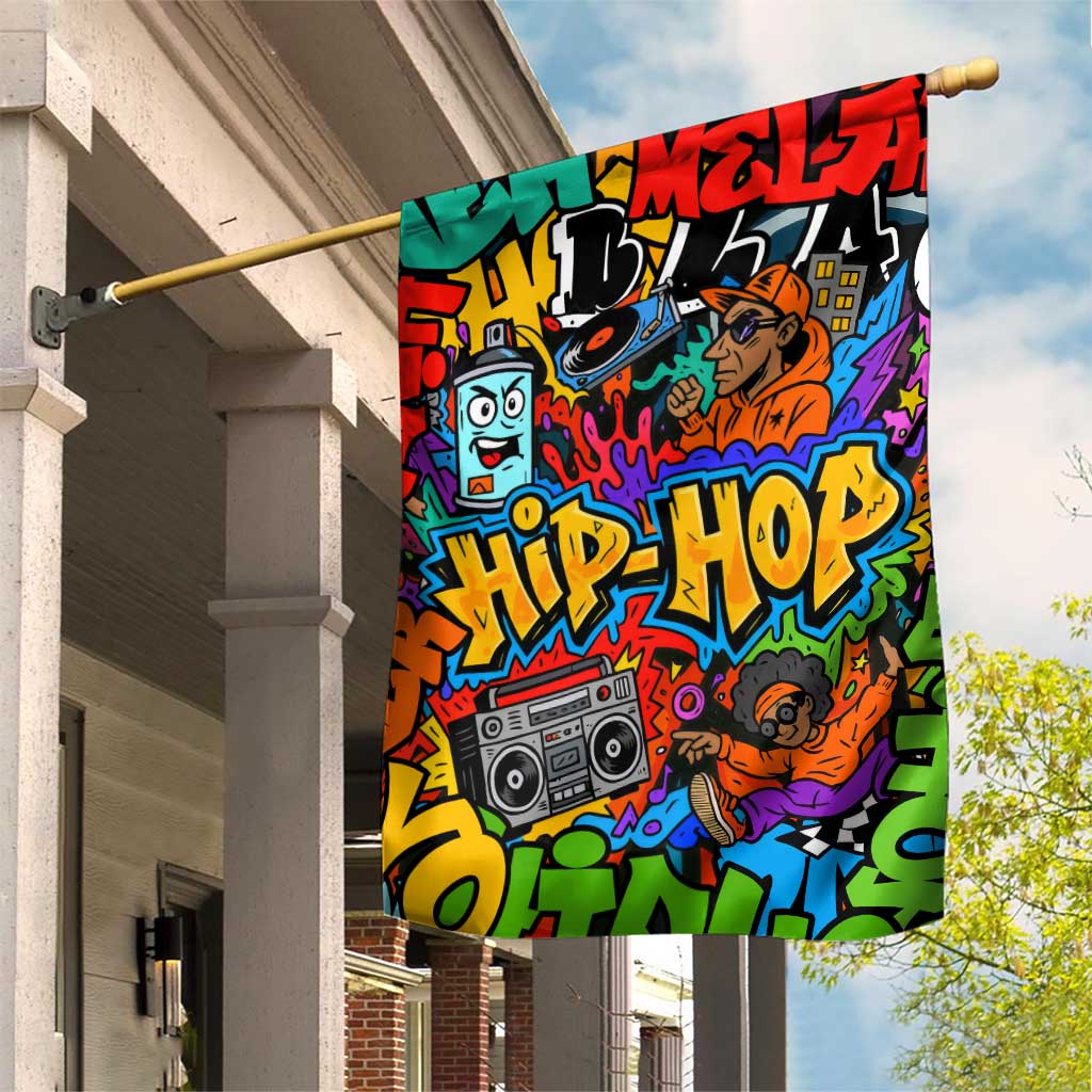 Hip Hop Graffiti African Garden Flag Black Melanin Text and Urban Street Art - African Pride