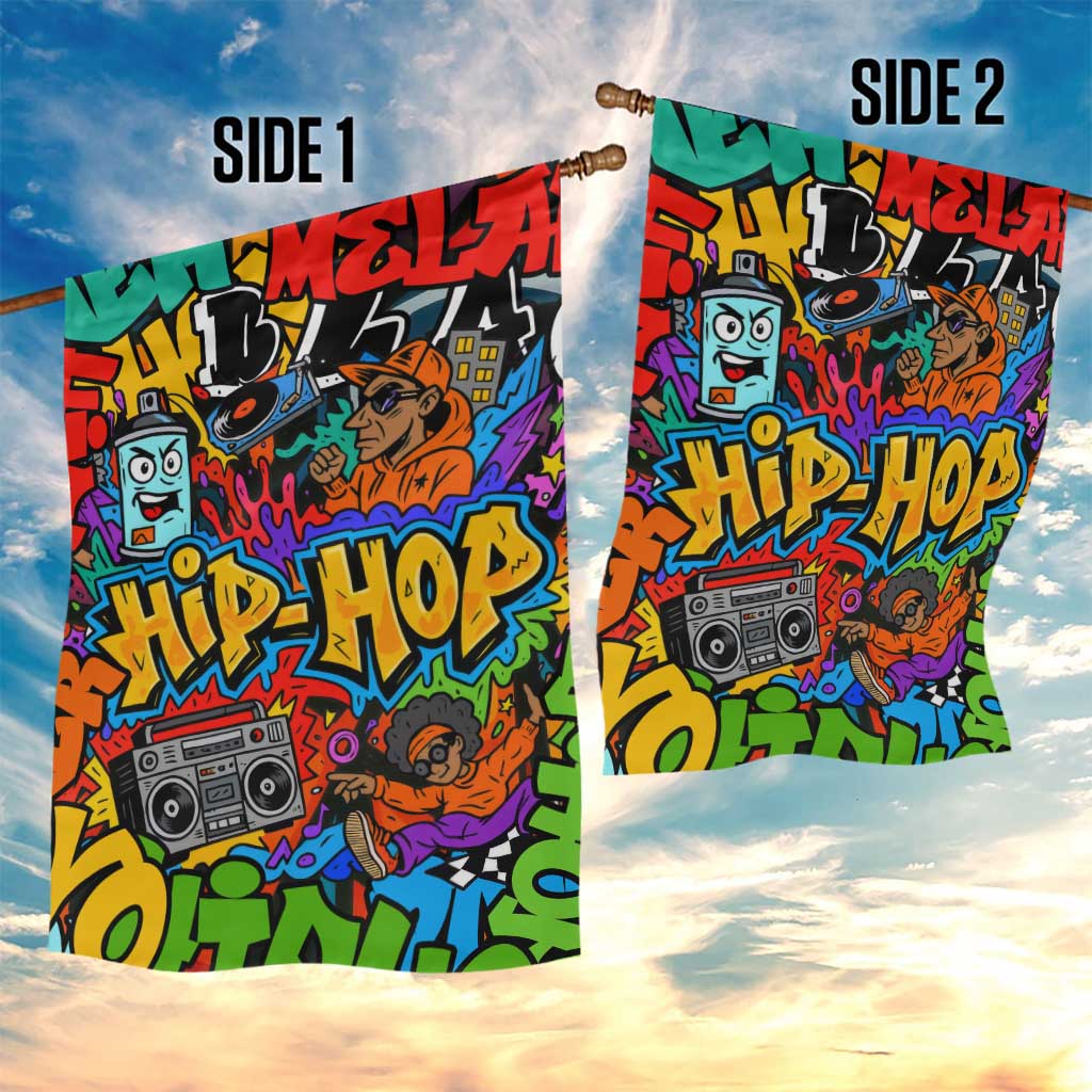 Hip Hop Graffiti African Garden Flag Black Melanin Text and Urban Street Art - African Pride