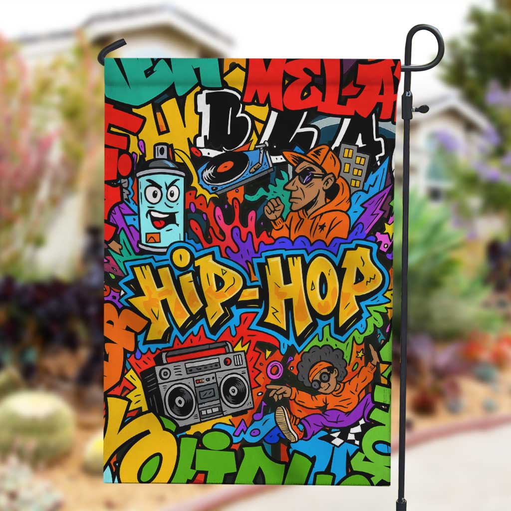 Hip Hop Graffiti African Garden Flag Black Melanin Text and Urban Street Art - African Pride