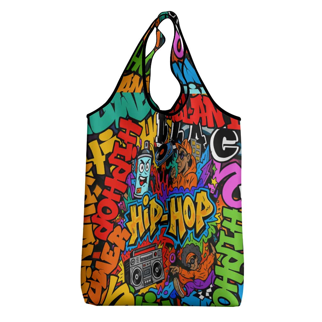 Hip Hop Graffiti African Grocery Bag Black Melanin Text and Urban Street Art - African Pride
