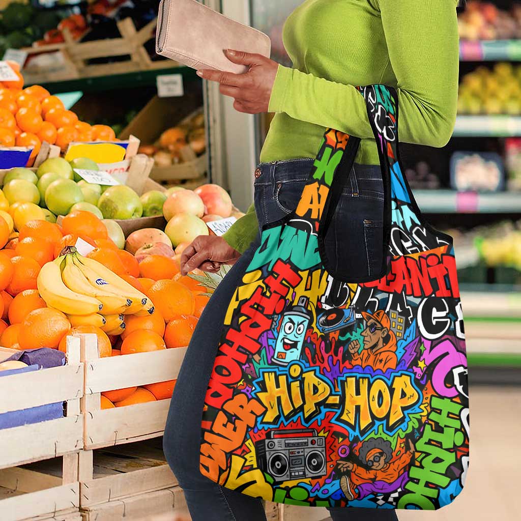 Hip Hop Graffiti African Grocery Bag Black Melanin Text and Urban Street Art - African Pride