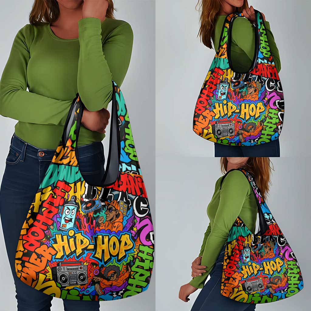 Hip Hop Graffiti African Grocery Bag Black Melanin Text and Urban Street Art - African Pride