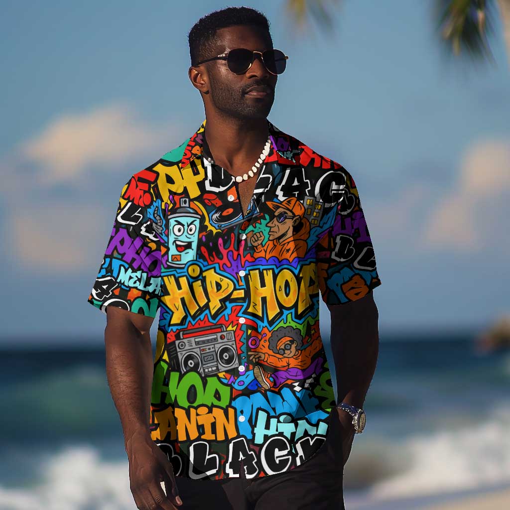 Hip Hop Graffiti African Hawaiian Shirt Black Melanin Text and Urban Street Art - African Pride