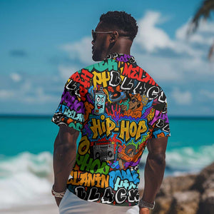 Hip Hop Graffiti African Hawaiian Shirt Black Melanin Text and Urban Street Art - African Pride