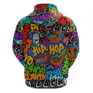 Hip Hop Graffiti African Hoodie Black Melanin Text and Urban Street Art - African Pride