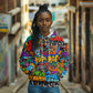 Hip Hop Graffiti African Hoodie Black Melanin Text and Urban Street Art - African Pride