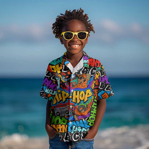 Hip Hop Graffiti African Kid Hawaiian Shirt Black Melanin Text and Urban Street Art - African Pride