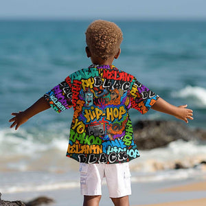 Hip Hop Graffiti African Kid Hawaiian Shirt Black Melanin Text and Urban Street Art - African Pride