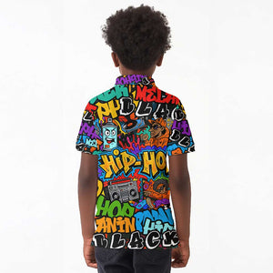 Hip Hop Graffiti African Kid Polo Shirt Black Melanin Text and Urban Street Art - African Pride