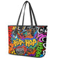 Hip Hop Graffiti African Leather Tote Bag Black Melanin Text and Urban Street Art - African Pride