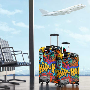 Hip Hop Graffiti African Luggage Cover Black Melanin Text and Urban Street Art - African Pride