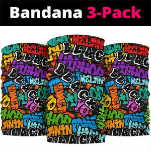 Hip Hop Graffiti African Neck Gaiter Black Melanin Text and Urban Street Art - African Pride