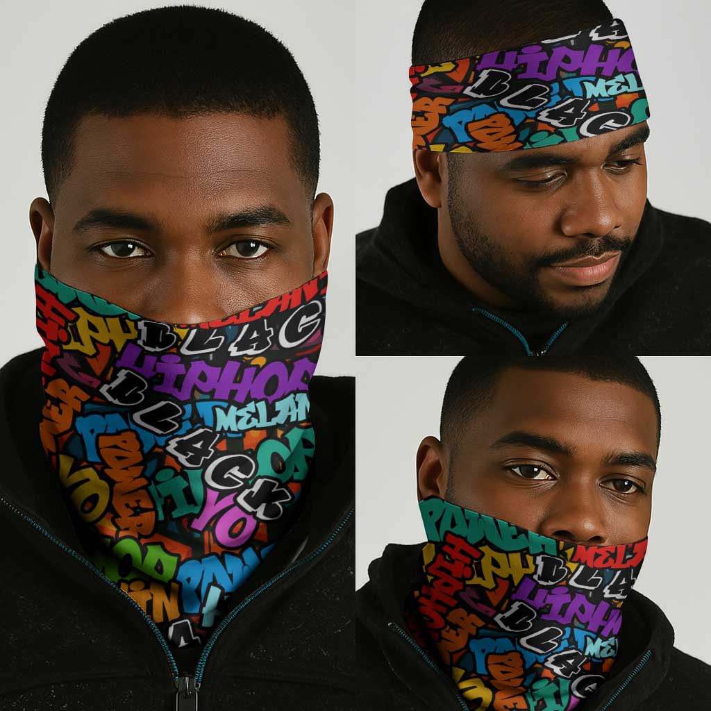 Hip Hop Graffiti African Neck Gaiter Black Melanin Text and Urban Street Art - African Pride