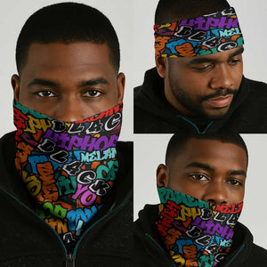 Hip Hop Graffiti African Neck Gaiter Black Melanin Text and Urban Street Art - African Pride