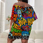 Hip Hop Graffiti African Off Shoulder Short Dress Black Melanin Text and Urban Street Art - African Pride