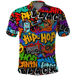 Hip Hop Graffiti African Polo Shirt Black Melanin Text and Urban Street Art - African Pride