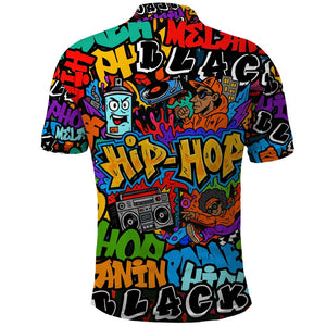 Hip Hop Graffiti African Polo Shirt Black Melanin Text and Urban Street Art - African Pride
