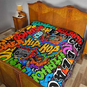 Hip Hop Graffiti African Quilt Black Melanin Text and Urban Street Art - African Pride