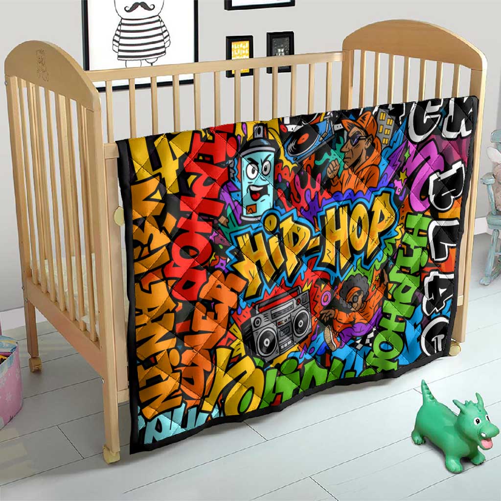 Hip Hop Graffiti African Quilt Black Melanin Text and Urban Street Art - African Pride