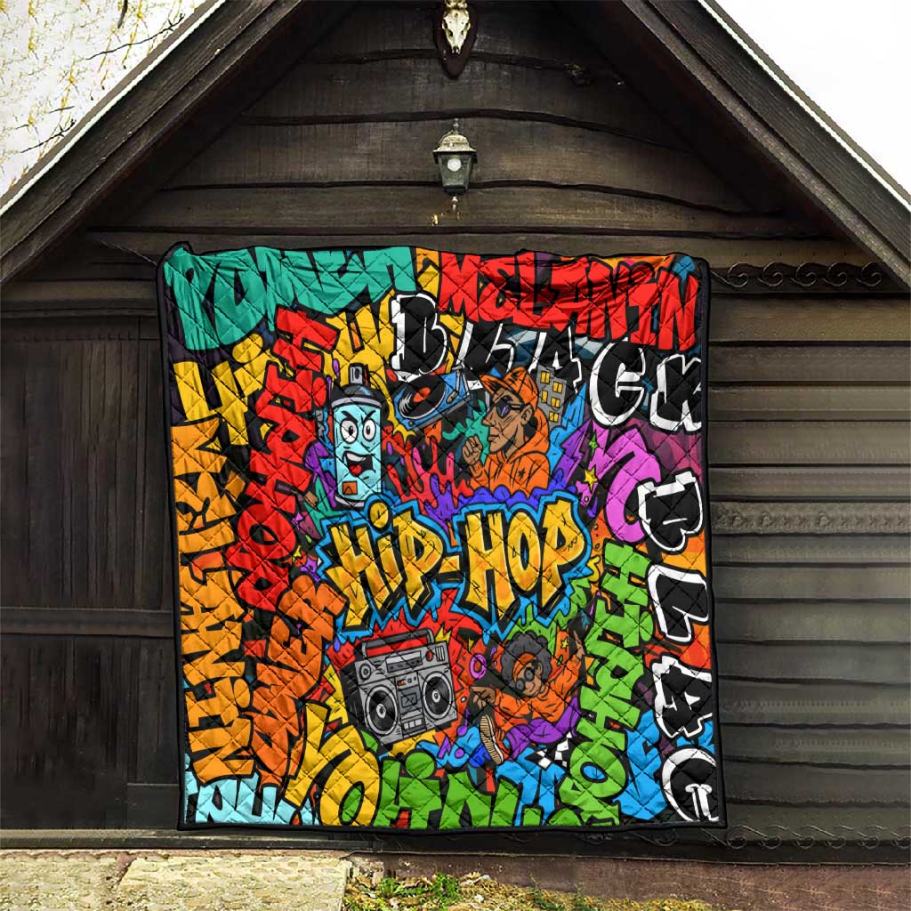 Hip Hop Graffiti African Quilt Black Melanin Text and Urban Street Art - African Pride