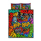 Hip Hop Graffiti African Quilt Bed Set Black Melanin Text and Urban Street Art - African Pride
