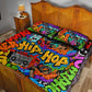 Hip Hop Graffiti African Quilt Bed Set Black Melanin Text and Urban Street Art - African Pride