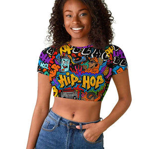 Hip Hop Graffiti African Raglan Cropped T shirt Black Melanin Text and Urban Street Art - African Pride