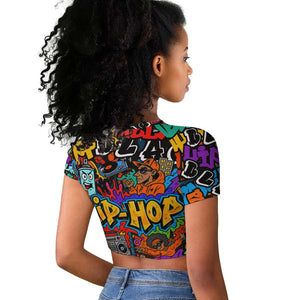 Hip Hop Graffiti African Raglan Cropped T shirt Black Melanin Text and Urban Street Art - African Pride