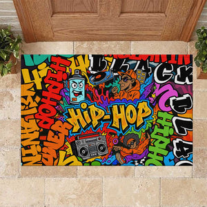 Hip Hop Graffiti African Rubber Doormat Black Melanin Text and Urban Street Art - African Pride